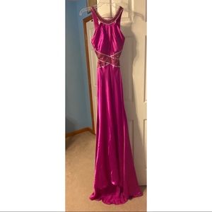 WORN ONCE. Juniors fuchsia prom dress.
